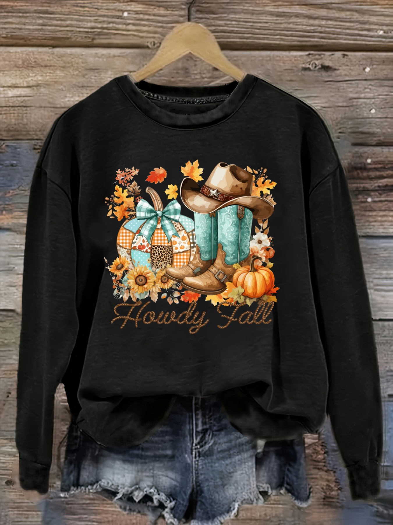 Boots - 여성 캐주얼 긴소매 크루넥 티셔츠, 하우디