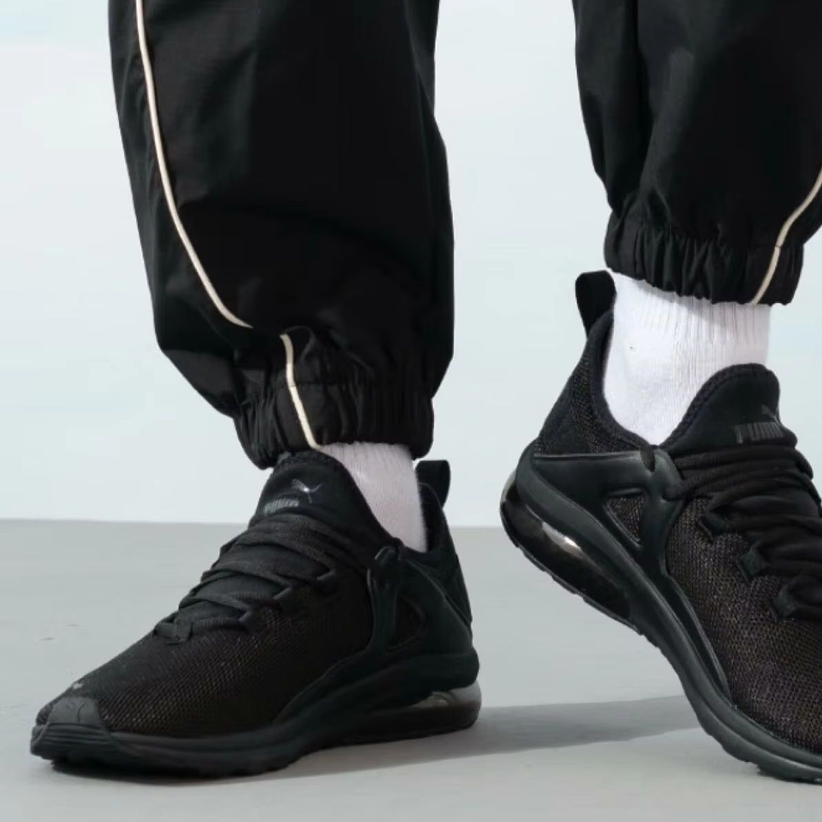 Knit Fabric Lace Up Sneakers - 푸마 남성 캐주얼 신발 385669-02 블랙