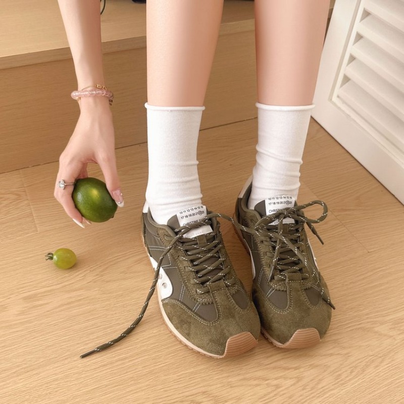 Running Shoes - 레트로 컬러 블록 스니커즈 여성용 부드러운