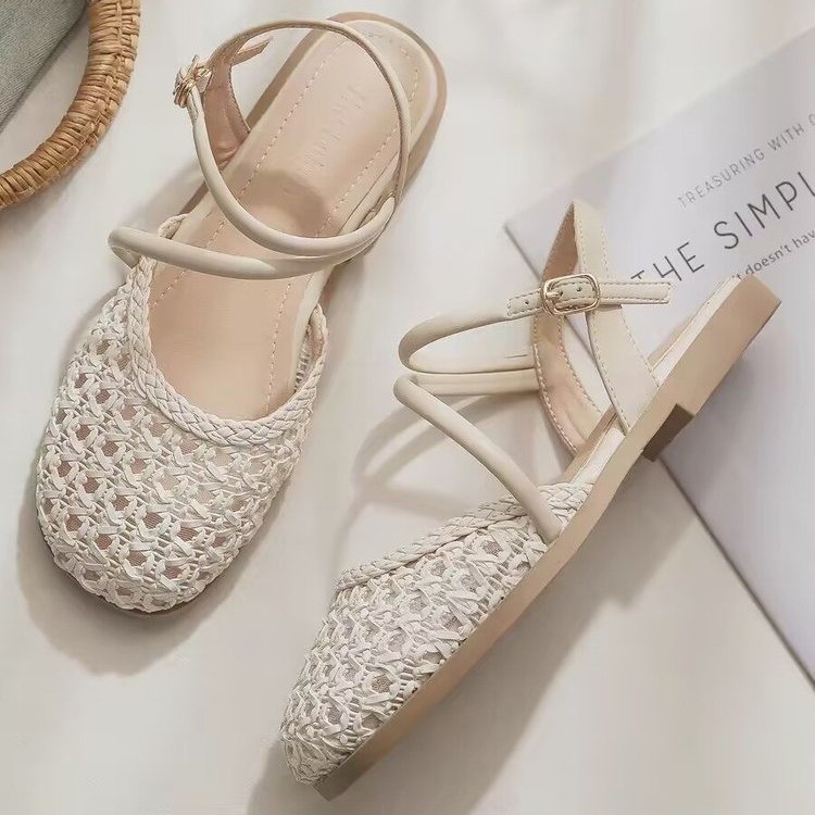 여성용 프렌치 스타일 클로즈드 토 샌들, 여름용 속이  - Sandals 리뷰 및 가격