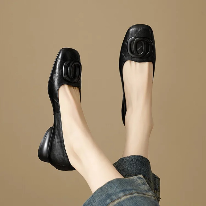 프랑스 스타일 여성 펌프스 가죽 신발 여성용 스퀘어 토 - Heels 리뷰 및 가격