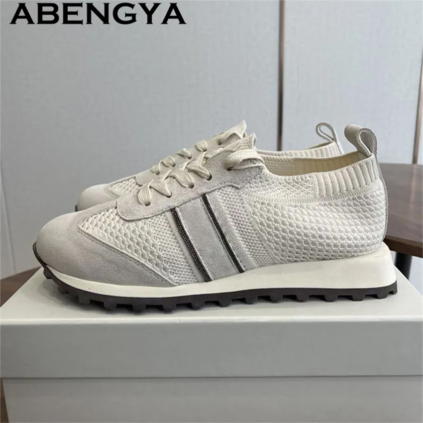 2026 봄 핫세일 니트 레이스업 캐주얼 플랫 슈즈 여 - Knit Fabric Lace Up Sneakers 리뷰 및 가격