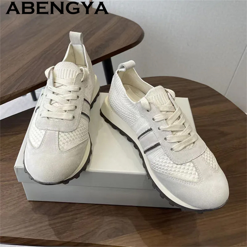2026 봄 핫세일 니트 레이스업 캐주얼 플랫 슈즈 여 - Knit Fabric Lace Up Sneakers 리뷰 및 가격