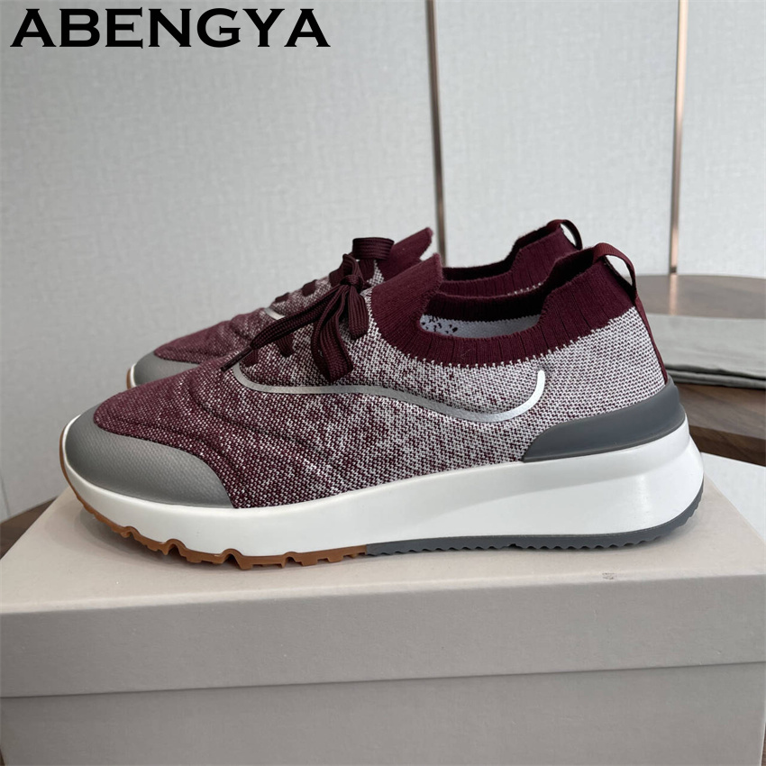 남성용 새로운 멀티 컬러 니트 로퍼 신발 라운드 발가락 - Knit Fabric Lace Up Sneakers 리뷰 및 가격