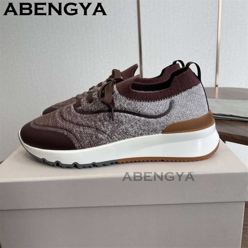 남성용 새로운 멀티 컬러 니트 로퍼 신발 라운드 발가락 - Knit Fabric Lace Up Sneakers 리뷰 및 가격